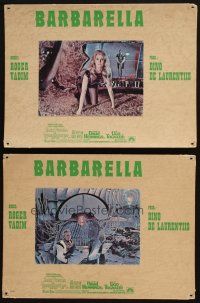 6k111 BARBARELLA 4 Swiss LCs '68 sexiest Jane Fonda, Anita Pallenberg, Roger Vadim directed!