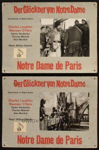 6k114 HUNCHBACK OF NOTRE DAME 4 Swiss LCs '60s Charles Laughton as Quasimodo surrounded by guards!