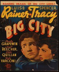 6k291 BIG CITY WC '37 Luise Rainer & Spencer Tracy in a roaring drama of big city love, Borzage!