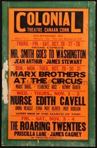 6k311 COLONIAL THEATER WC '39 Marx Bros At The Circus, Mr. Smith Goes to Washington + more!