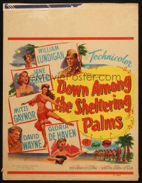 6k327 DOWN AMONG THE SHELTERING PALMS WC '53 sexy Jane Greer, Mitzi Gaynor & Gloria De Haven!