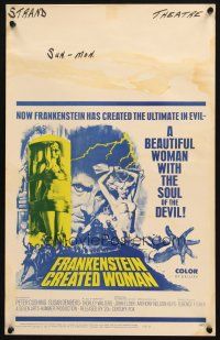 6k347 FRANKENSTEIN CREATED WOMAN WC '67 Peter Cushing, Susan Denberg had the soul of the Devil!