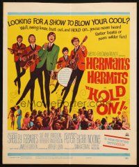 6k386 HOLD ON WC '66 rock & roll, great full-length image of Herman's Hermits performing!