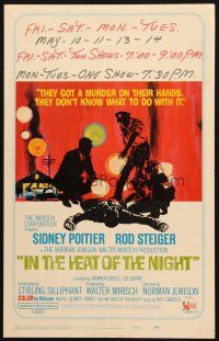 6k400 IN THE HEAT OF THE NIGHT WC '67 Sidney Poitier, Rod Steiger, Warren Oates, cool crime art!