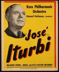 6k031 JOSE ITURBI 14x18 music poster '40s performing with the Kern Philharmonic Orchestra!
