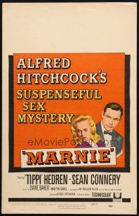 6k434 MARNIE WC '64 Sean Connery & Tippi Hedren in Alfred Hitchcock's suspenseful sex mystery!
