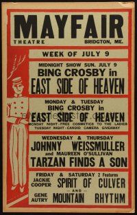 6k436 MAYFAIR THEATRE WC '39 Weissmuller in Tarzan Finds a Son, Bing Crosby & more!