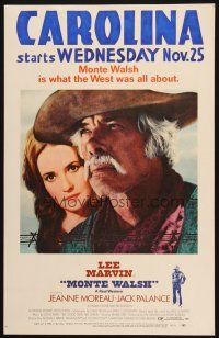 6k442 MONTE WALSH WC '70 super close up of cowboy Lee Marvin & pretty Jeanne Moreau!