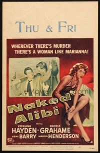 6k447 NAKED ALIBI WC '54 wherever there's murder, there's a woman like sexy Gloria Grahame!
