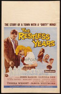 6k465 RESTLESS YEARS WC '58 John Saxon & Sandra Dee are condemned by a town with a dirty mind!