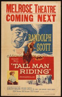 6k486 TALL MAN RIDING WC '55 cowboy Randolph Scott & that sexy Battle Cry girl Dorothy Malone!