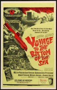 6k499 VOYAGE TO THE BOTTOM OF THE SEA Benton REPRO WC '61 sci-fi art of scuba divers & monster!