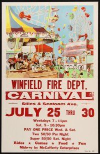 6k504 WINFIELD FIRE DEPARTMENT CARNIVAL carnival WC '00s great colorful art of rides & concessions!