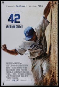 6m027 42 advance DS 1sh '13 baseball, image of Chadwick Boseman as Jackie Robinson sliding home!