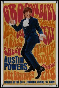6m072 AUSTIN POWERS: INT'L MAN OF MYSTERY teaser 1sh '97 Mike Myers is frozen in the 60s!