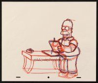 6p076 SIMPSONS animation art '00s Groening, cartoon pencil drawing of Homer writing notes!