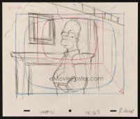 6p073 SIMPSONS animation art '00s Groening, cartoon pencil drawing of Homer referring to his book!