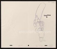 6p064 SIMPSONS animation art '00s great cartoon pencil drawing of Maggie sitting on Marge's lap!