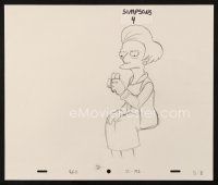 6p066 SIMPSONS animation art '00s great cartoon pencil drawing of Ms. Krabappel sitting!