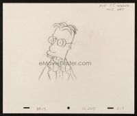6p080 SIMPSONS animation art '00s Groening, cartoon pencil drawing of Professor Frink talking!