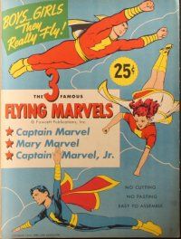 6p044 FLYING MARVELS paper doll set '45 Captain Marvel, Mary & Captain Marvel Jr!