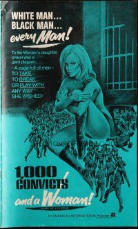 6p420 1000 CONVICTS & A WOMAN pressbook '71 sexy blonde nympho Alexandra Hay would take any man!