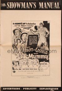 6p426 ABBOTT & COSTELLO MEET THE MUMMY pressbook '55 Bud & Lou with the monster!