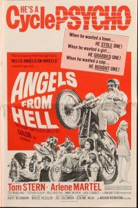 6p433 ANGELS FROM HELL pressbook '68 AIP, image of motorcycle-psycho biker, he's a cycle psycho!