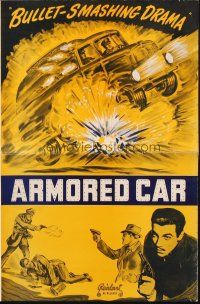 6p435 ARMORED CAR pressbook R49 Cesar Romero, cool art of bullet-smashing drama!