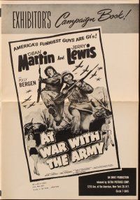6p438 AT WAR WITH THE ARMY pressbook R58 wacky Dean Martin & Jerry Lewis in uniform on battlefield!