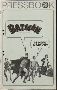 6p445 BATMAN pressbook '66 DC Comics, great image of Adam West & Burt Ward w/villains!