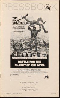 6p447 BATTLE FOR THE PLANET OF THE APES pressbook '73 great artwork of war between apes & humans!