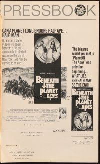 6p452 BENEATH THE PLANET OF THE APES pressbook '70 sci-fi sequel, what lies beneath may be the end!