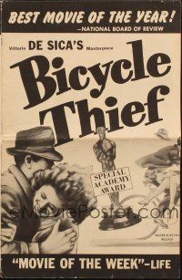6p454 BICYCLE THIEF pressbook '49 Vittorio De Sica classic, completely different images!