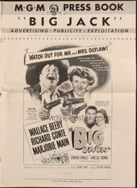 6p455 BIG JACK pressbook '49 Mr. & Mrs. Outlaw Wallace Beery & Marjorie Main, Richard Conte!