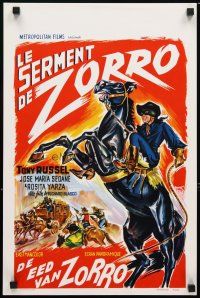 6r525 BEHIND THE MASK OF ZORRO Belgian '65 cool artwork of masked hero on horseback!