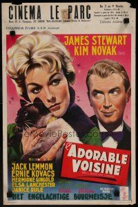 6r526 BELL, BOOK & CANDLE Belgian '58 James Stewart, sexiest witch Kim Novak holding cat!