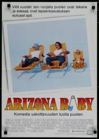 6r080 RAISING ARIZONA Finnish '87 Coen Brothers, art of Nicolas Cage, Holly Hunter & baby!