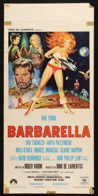 6r325 BARBARELLA Italian locandina '68 Vadim, sexiest sci-fi art of Jane Fonda by Antonio Mos!