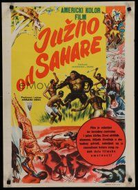 6r624 BELOW THE SAHARA Yugoslavian '53 great giant ape image vs. tribesmen artwork!