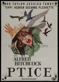 6r626 BIRDS Yugoslavian '65 Alfred Hitchcock, Tippi Hedren, art of angry avians, rare first release!