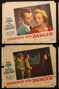6s558 APPOINTMENT WITH DANGER 6 LCs '51 cool images of Alan Ladd & sexy Phyllis Calvert, film noir!