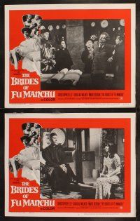 6s087 BRIDES OF FU MANCHU 8 LCs '66 Asian villain Christopher Lee, better dead than wed!