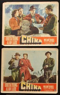 6s618 CHINA 5 LCs '43 merciless Alan Ladd with William Bendix & pretty Loretta Young!