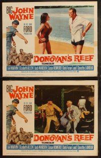 6s130 DONOVAN'S REEF 8 LCs '63 John Ford, great art of punching sailor John Wayne & Lee Marvin!