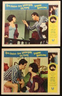 6s609 STRANGE BEDFELLOWS 6 LCs '65 Gina Lollobrigida & Rock Hudson love to fight, but not at night!