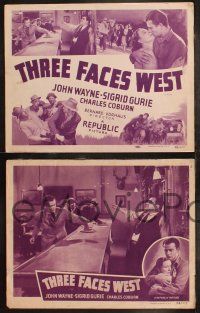 6s731 THREE FACES WEST 4 LCs R48 art & photos of John Wayne, Sigrid Gurie & Charles Coburn!