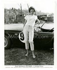 6t008 ANGIE DICKINSON 8.25x10 still '64 standing by sports car in white T-shirt in The Killers!