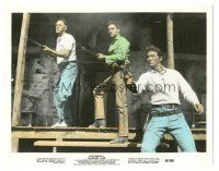 6t233 FLAMING STAR color 8x10.25 still '60 cowboy Elvis Presley with gun between Forrest & McIntire!