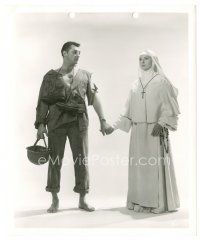 6t616 HEAVEN KNOWS MR. ALLISON 8x10 key book still '57 Mitchum holding hands w/nun Deborah Kerr!